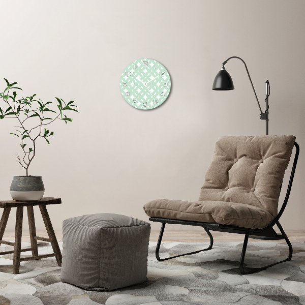 Ronde glazen wandklok Geometrische achtergrond