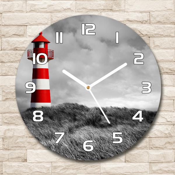 Ronde glazen wandklok Vuurtoren
