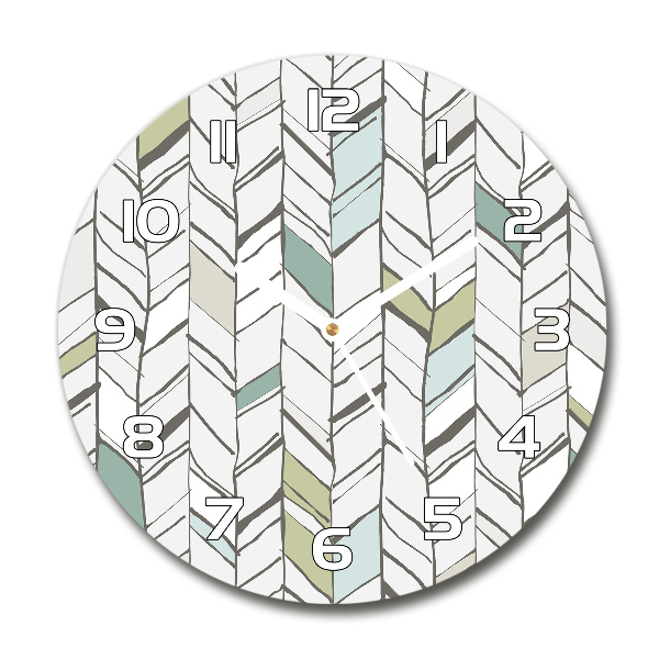 Ronde glazen wandklok Visgraatpatroon