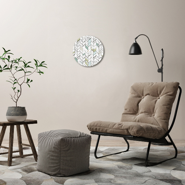Ronde glazen wandklok Visgraatpatroon