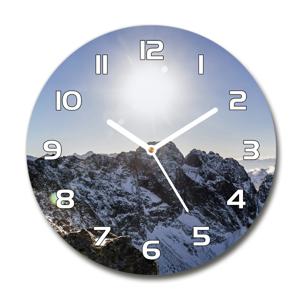 Ronde glazen klok De winter in het Tatragebergte