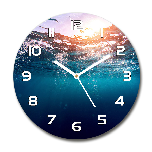 Ronde glazen wandklok Onderwaterwereld