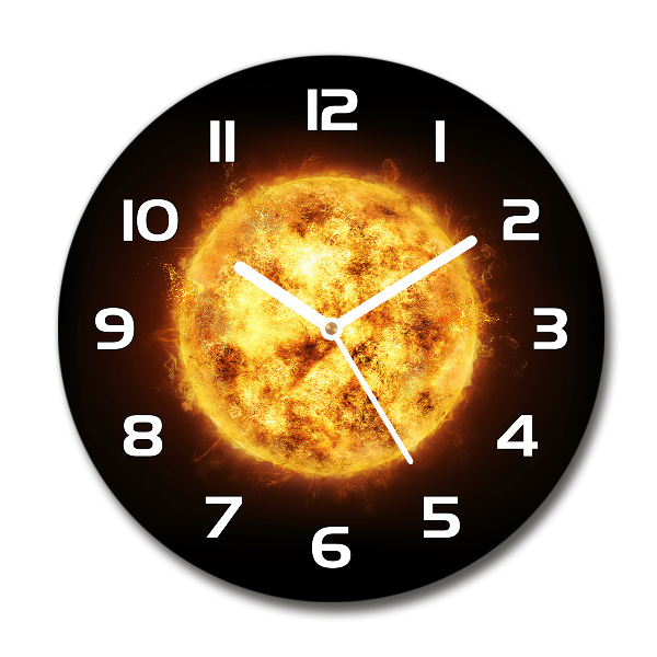 Ronde glazen wandklok Zon