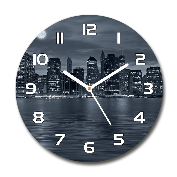 Ronde glazen klok New York 's nachts