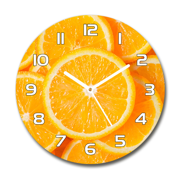 Ronde glazen wandklok Sinaasappelschijfjes
