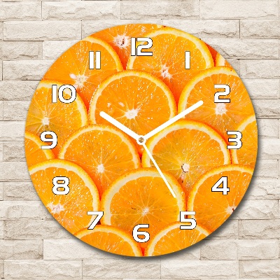 Ronde glas klok Sinaasappelschijfjes