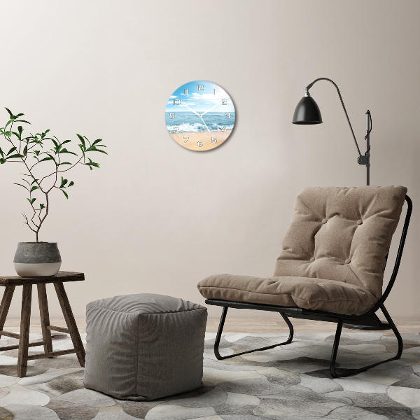 Ronde glazen wandklok Strand