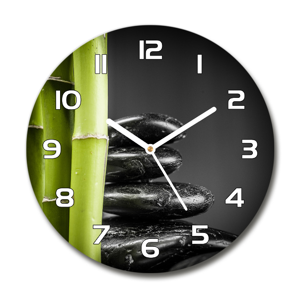 Ronde glas klok Bamboe