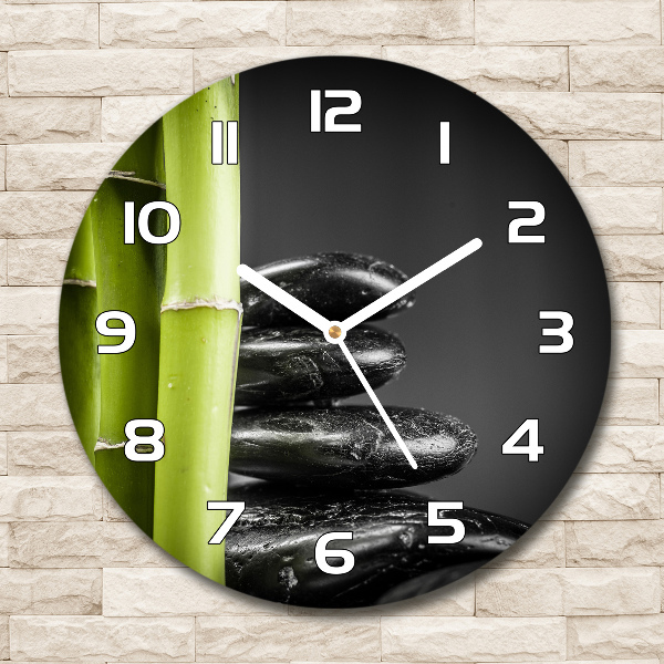 Ronde glas klok Bamboe