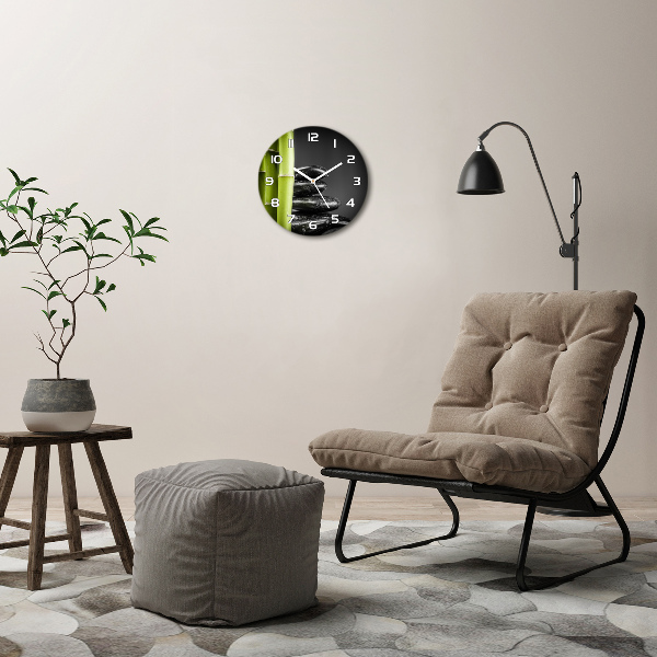 Ronde glas klok Bamboe