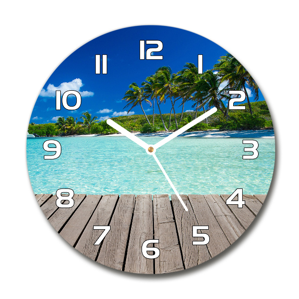 Ronde glas klok Tropisch strand