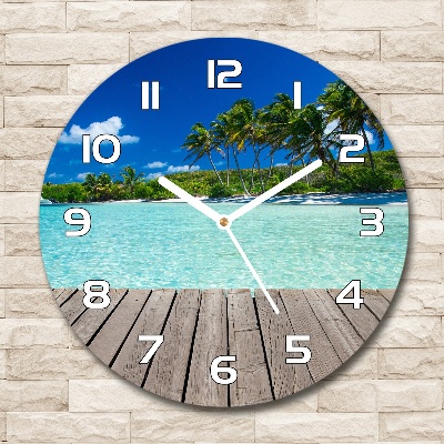 Ronde glas klok Tropisch strand