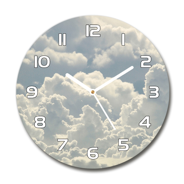 Ronde glazen wandklok Wolken