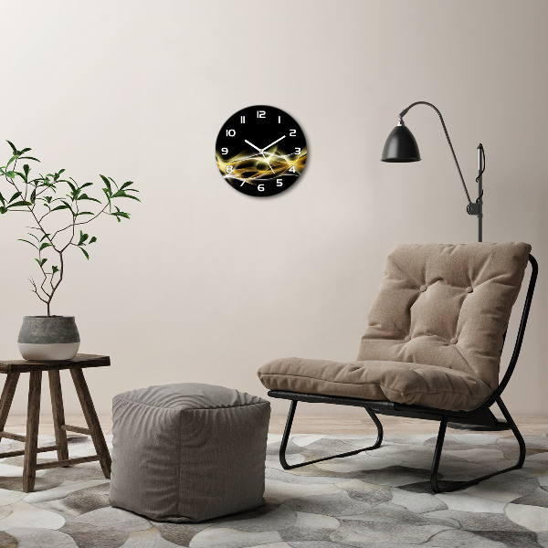 Ronde glazen wandklok Abstractie van licht