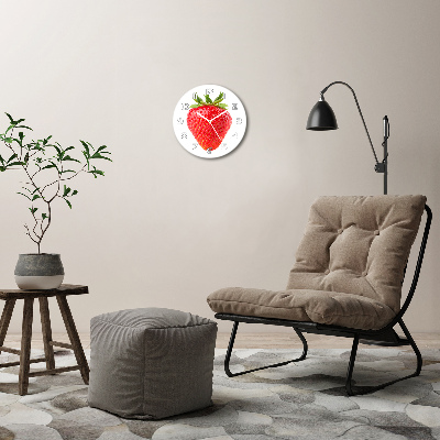 Ronde glazen wandklok Aardbei