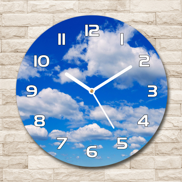 Ronde glazen wandklok Wolken aan de hemel