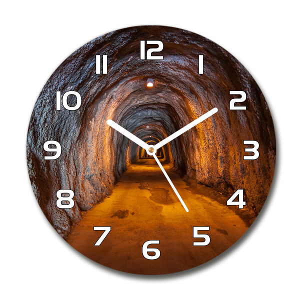 Ronde glazen wandklok Ondergrondse tunnel