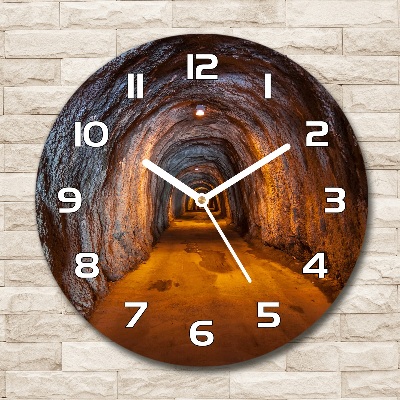 Ronde glazen wandklok Ondergrondse tunnel