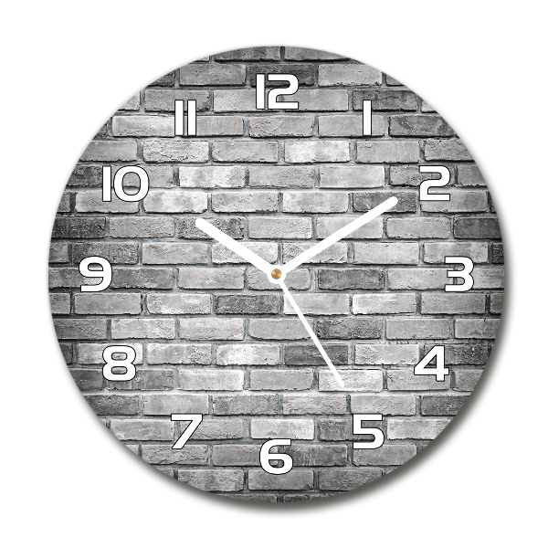 Ronde glazen wandklok Bakstenen muur