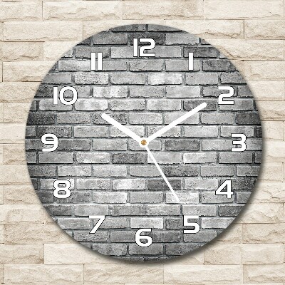 Ronde glazen wandklok Bakstenen muur