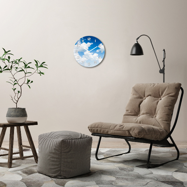 Ronde glazen wandklok Wolken aan de hemel