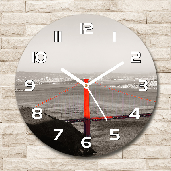 Ronde glazen wandklok San Francisco-brug