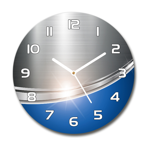 Ronde glazen wandklok Metaalabstractie