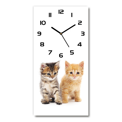 Rechthoekige glazen wandklok Bruine en rosse kat