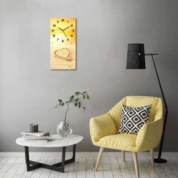 Rechthoekige glas klok Hart op het strand