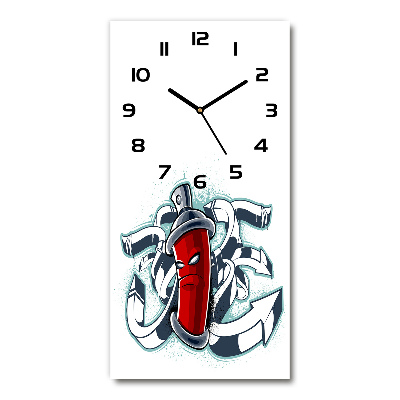 Rechthoekige glazen wandklok Graffiti