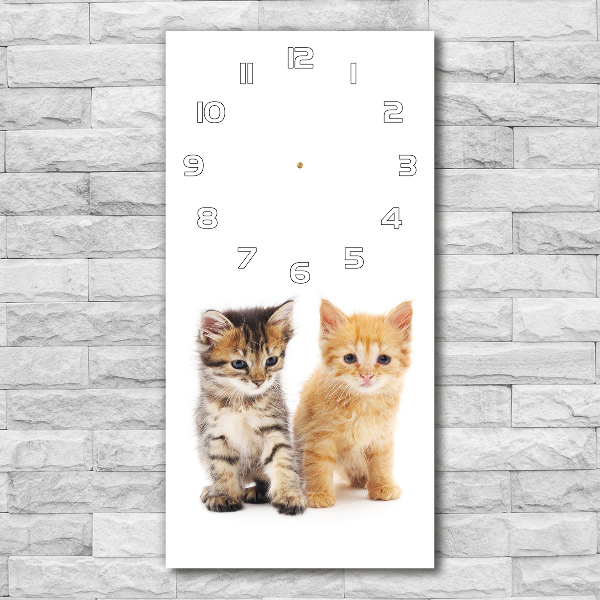 Rechthoekige glazen wandklok Bruine en rosse kat