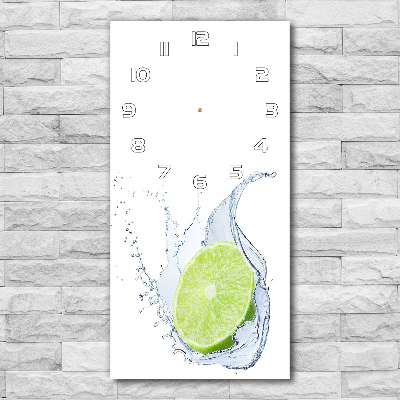 Rechthoekige glazen wandklok Limoen