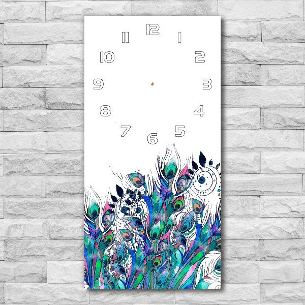 Rechthoekige glas klok Pauwenveren