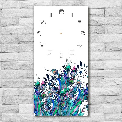 Rechthoekige glas klok Pauwenveren