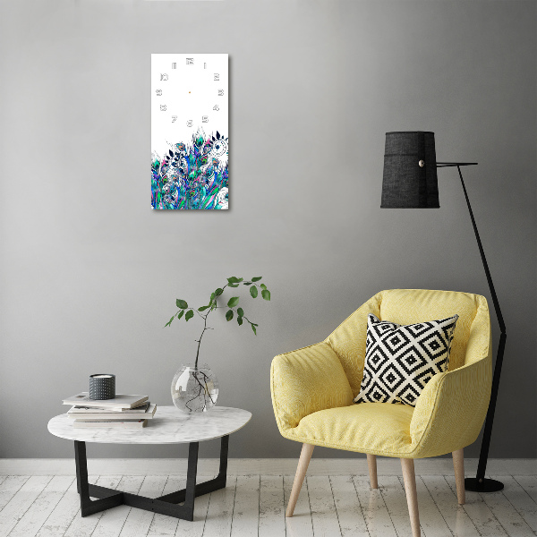 Rechthoekige glas klok Pauwenveren