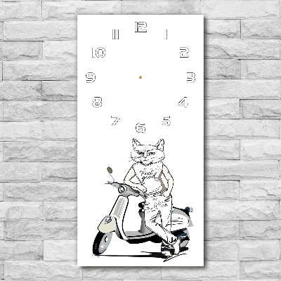 Rechthoekige glazen wandklok Kattenman