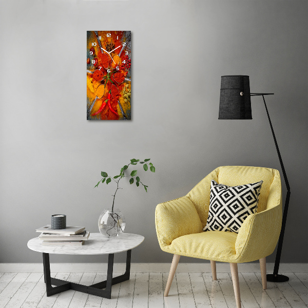 Rechthoekige glazen wandklok Specerijen