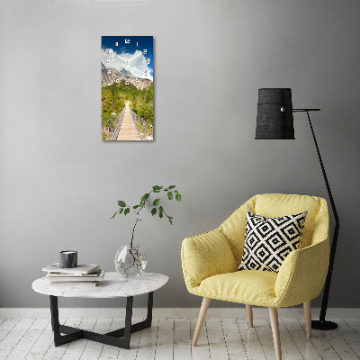 Rechthoekige glazen wandklok Hangbrug