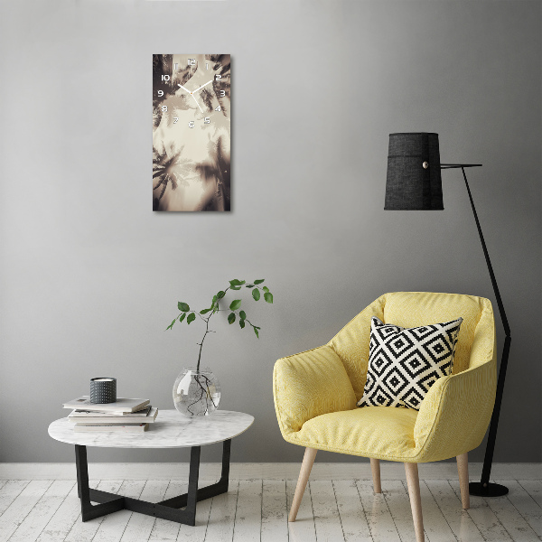 Rechthoekige glazen wandklok Palmbomen