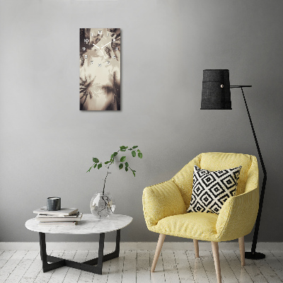 Rechthoekige glazen wandklok Palmbomen