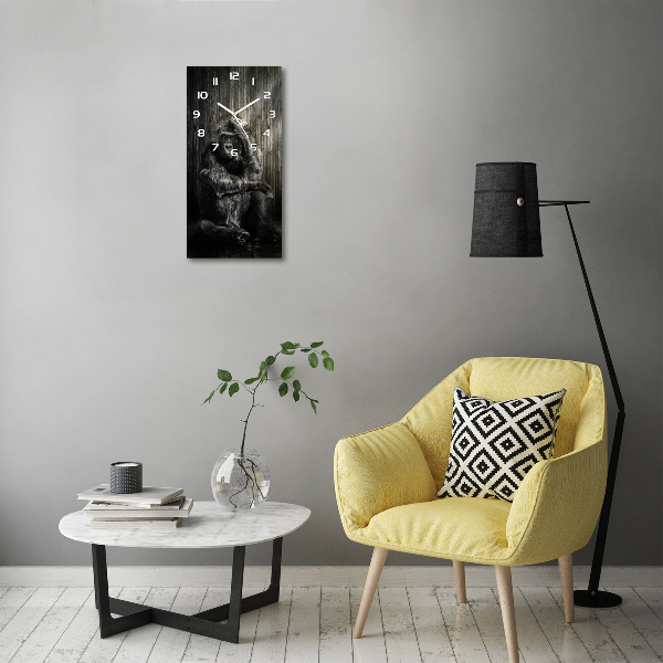 Rechthoekige glazen wandklok Gorilla