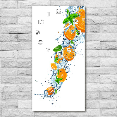 Rechthoekige glazen wandklok sinaasappels