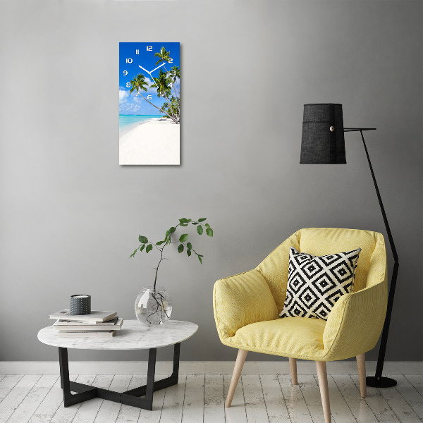 Rechthoekige glazen wandklok Tropisch strand