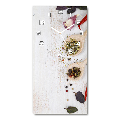 Rechthoekige glazen wandklok Groenten en kruiden