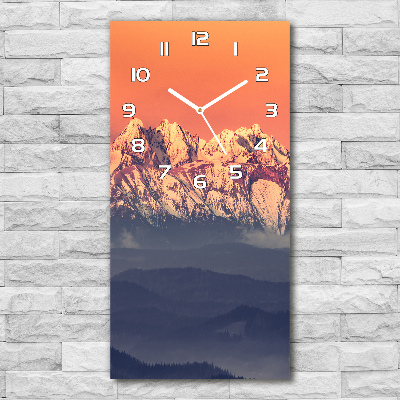 Rechthoekige glazen wandklok Panorama van het Tatragebergte