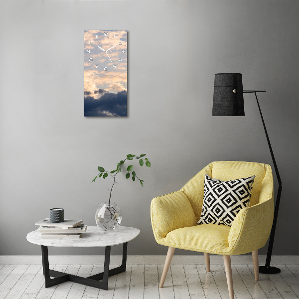 Rechthoekige glazen wandklok Wolken aan de hemel