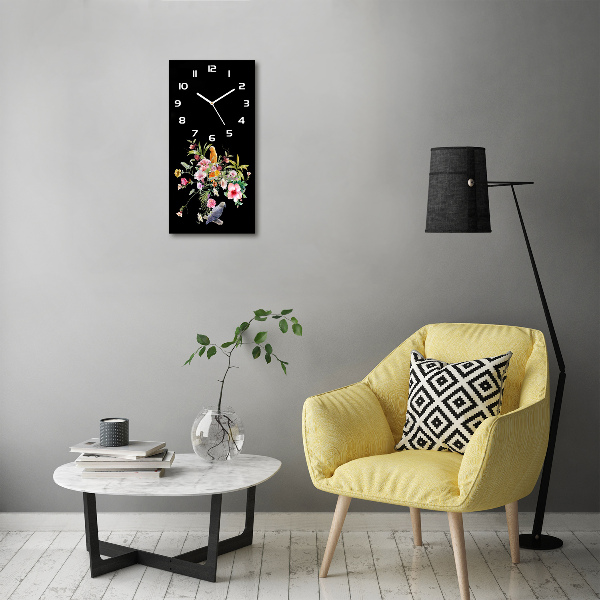 Rechthoekige glazen wandklok Hawaiiaans patroon