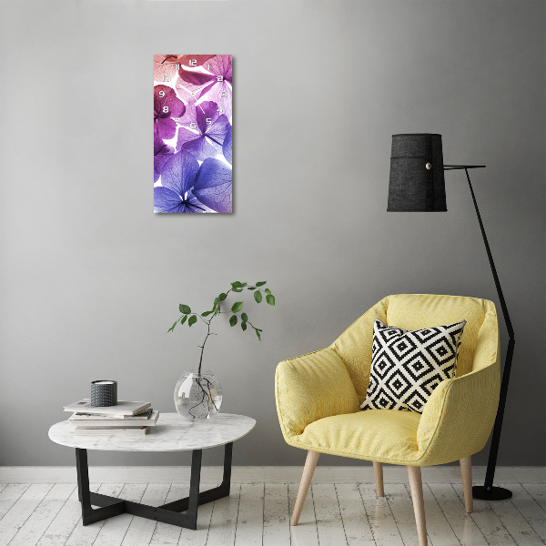 Rechthoekige glas klok Paarse bloemen