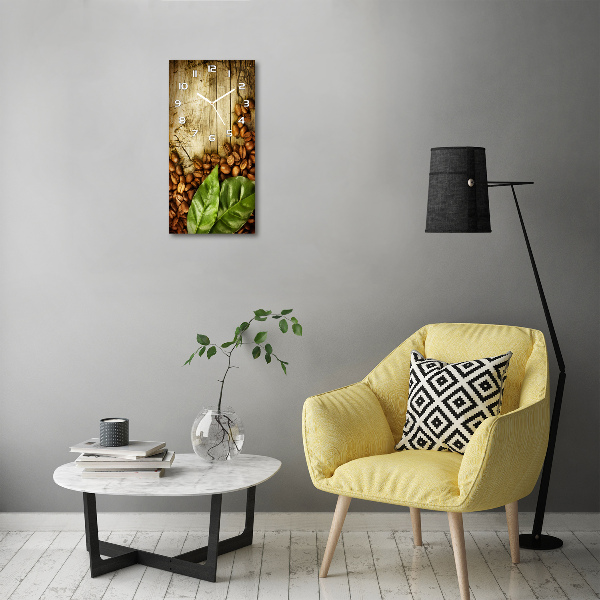 Rechthoekige glazen wandklok Koffiebonen