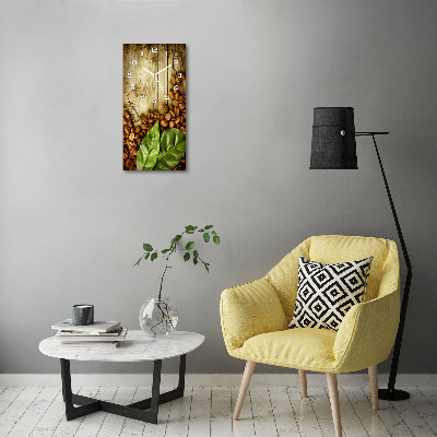 Rechthoekige glazen wandklok Koffiebonen